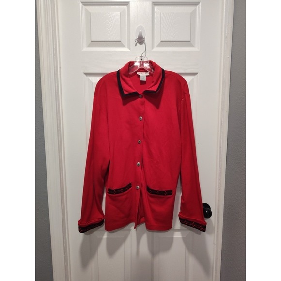 Talbots Jackets & Blazers - Talbots Women's Cotton Red Blazer Jacket‎ Cardigan Coat Button Pockets, Sz Large